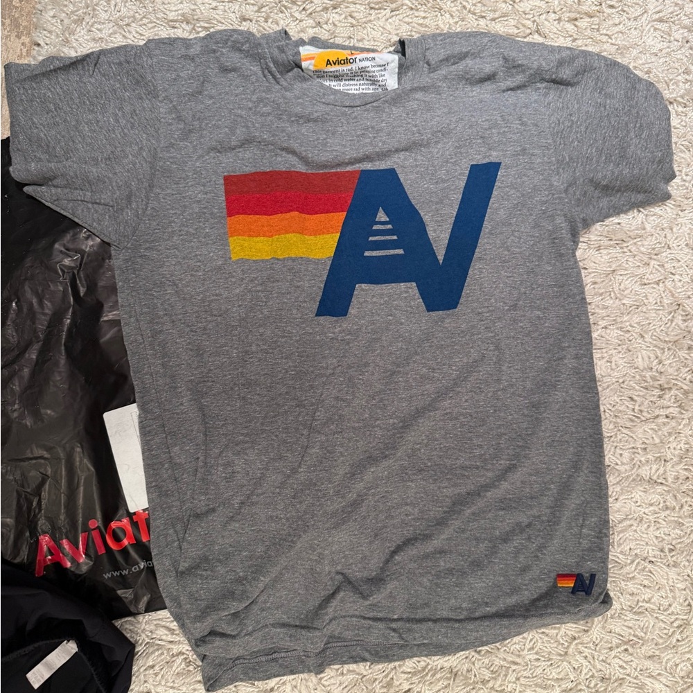 Aviator Nation Heather Gray Logo Tee